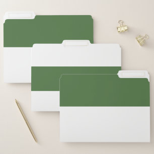 Dark Green and White Simple Extra Wide Stripes File Folder