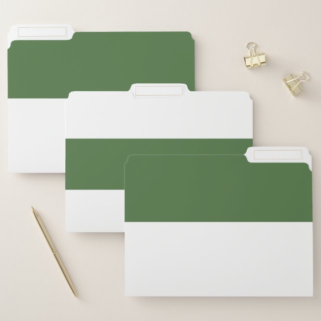 Dark Green and White Simple Extra Wide Stripes File Folder (Set)