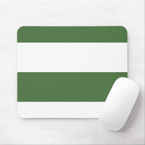 Dark Green and White Simple Extra Wide Stripes Mouse Pad