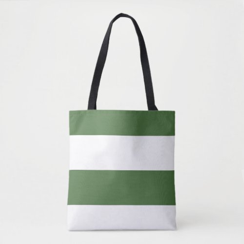 Dark Green and White Simple Extra Wide Stripes Tote Bag