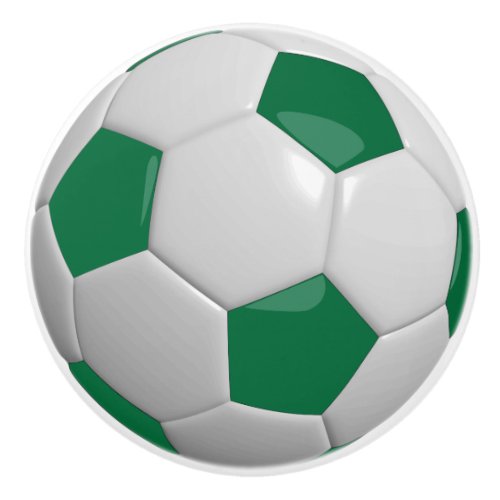 Dark Green and White Soccer Ball  Football Ceramic Knob