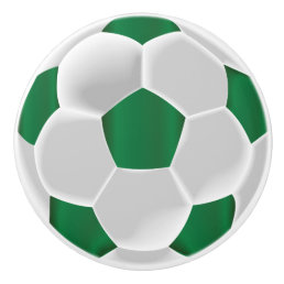 Dark Green and White Soccer Ball / Football Ceramic Knob