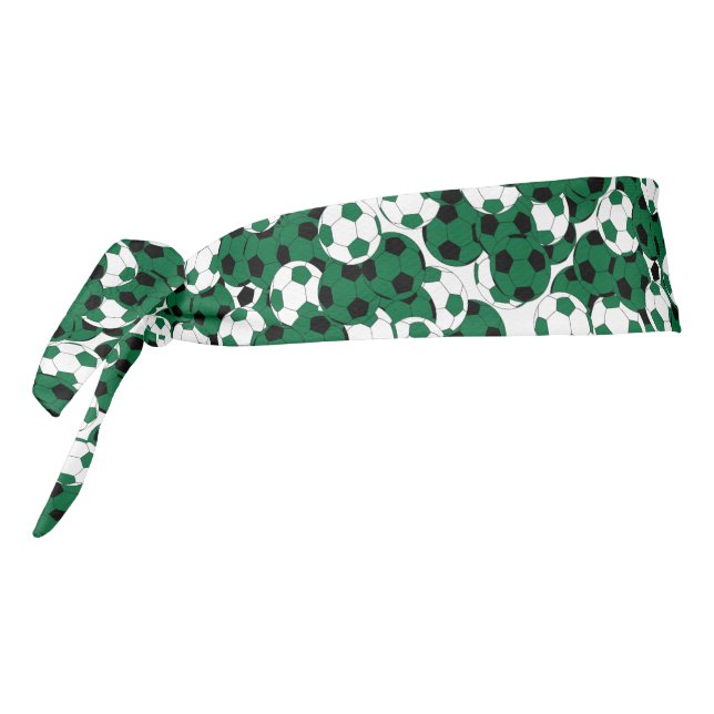 Dark Green and White Soccer Balls Tie Headband (Rotate 270)