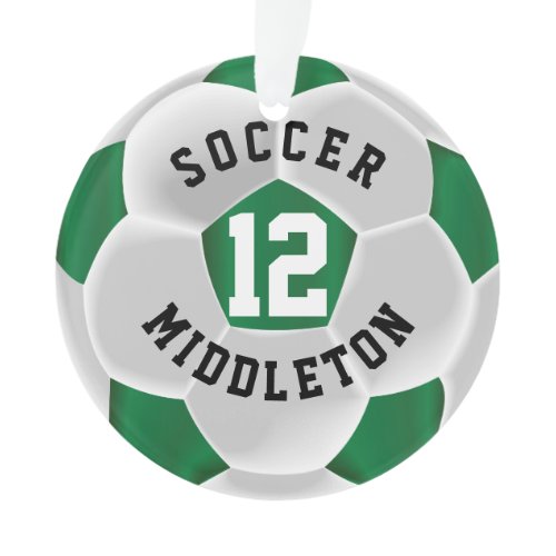 Dark Green and White Soccer Sport Ball Ornament