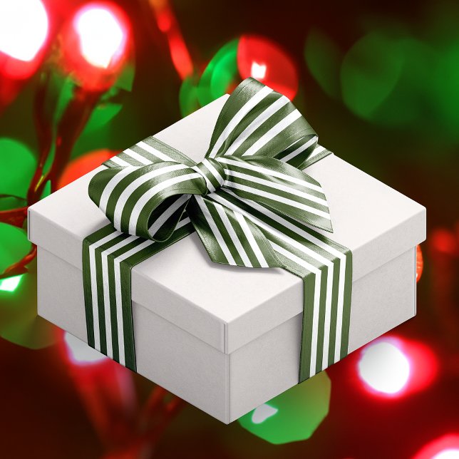 Dark Green and White Striped Satin Ribbon (Christmas Dark Green and White Striped Satin Ribbon)