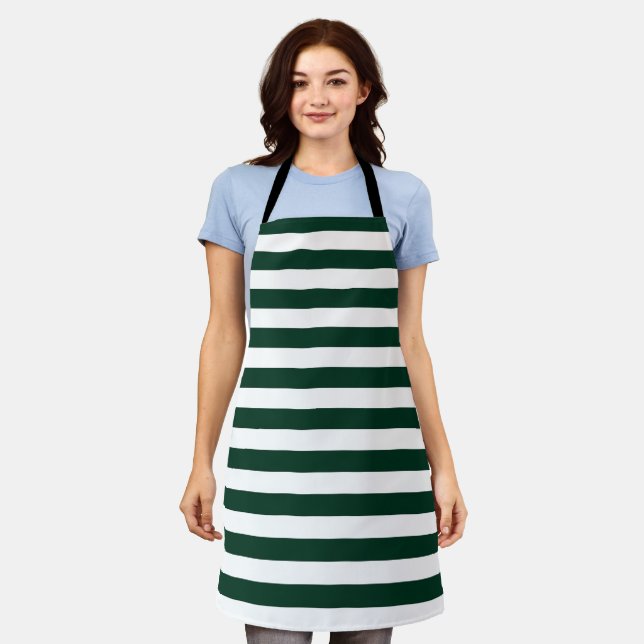 Dark Green and White Stripes Apron (Worn)
