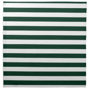 Dark Green and White Stripes Cloth Napkin