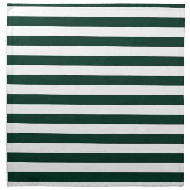 Dark Green and White Stripes Cloth Napkin (Front)