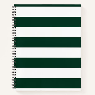Dark Green and White Stripes Notebook