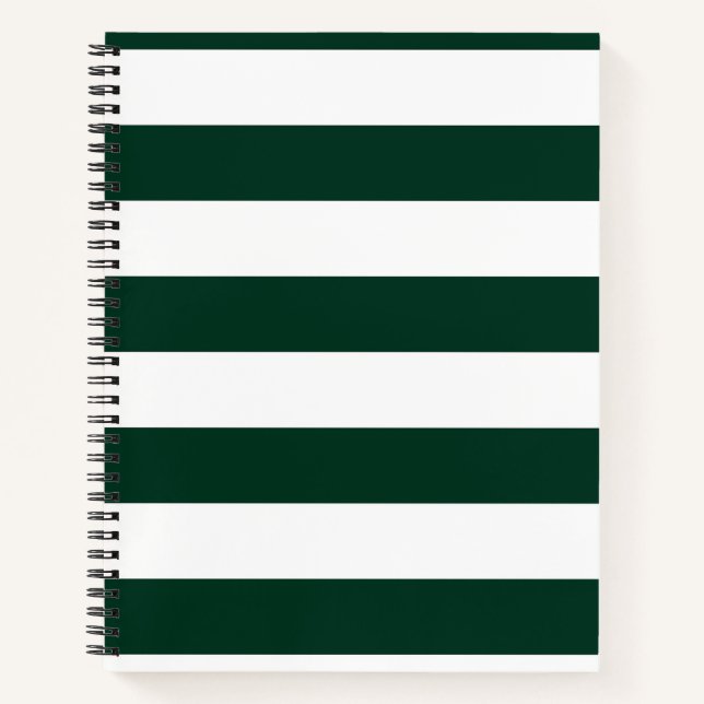 Dark Green and White Stripes Notebook (Front)