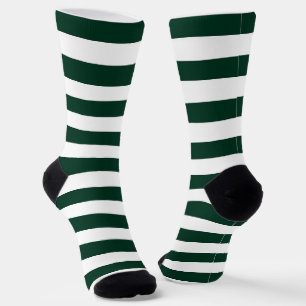 Dark Green and White Stripes Socks