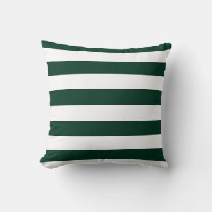 Dark Green and White Stripes Throw Pillow