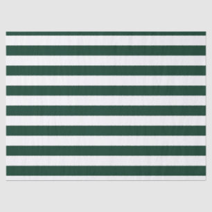 Dark Green and White Stripes Tissue Paper
