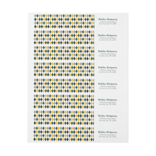 Dark Green and Yellow Argyle Wrap Around Label