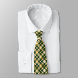 Dark Green and Yellow Gold Sporty Plaid Neck Tie