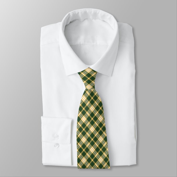 Dark Green and Yellow Gold Sporty Plaid Neck Tie | Zazzle