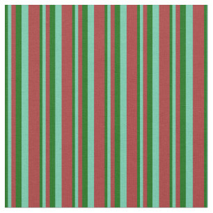 Dark Green, Aquamarine & Brown Lines Pattern Fabric