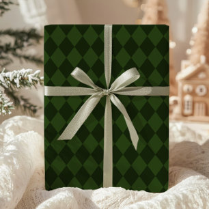 Dark Green Argyle Wrapping Paper