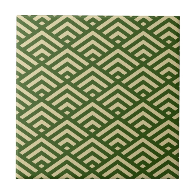 Dark Green Art Deco - Large Diamond Pattern Ceramic Tile (Front)