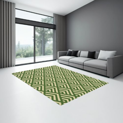 Dark Green Art Deco Rug _ Large Diamond Pattern