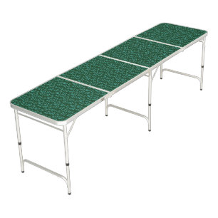 Dark Green Background with Teal Botanical Leaves Beer Pong Table