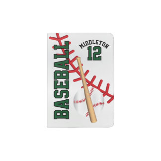 Dark Green Baseball Design | Personalize Passport Holder