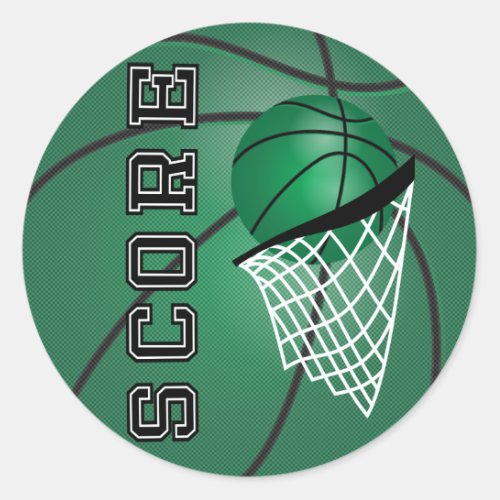 Dark Green Basketball Classic Round Sticker