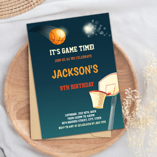 Dark Green Basketball Invitations