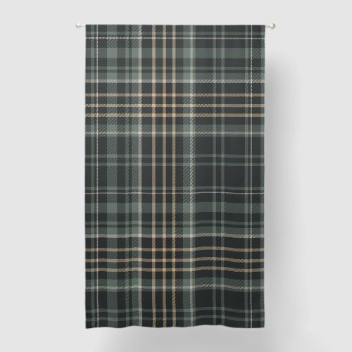 Dark Green Beige Plaid Blackout Curtains