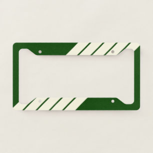 Dark Green Beige Striped 80s Classic Retro Stripes License Plate Frame
