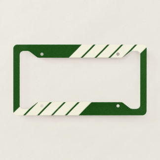 Dark Green Beige Striped 80s Classic Retro Stripes License Plate Frame