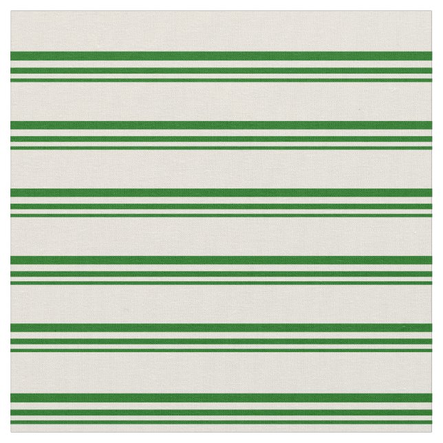Dark Green & Beige Stripes Fabric (Close Up)