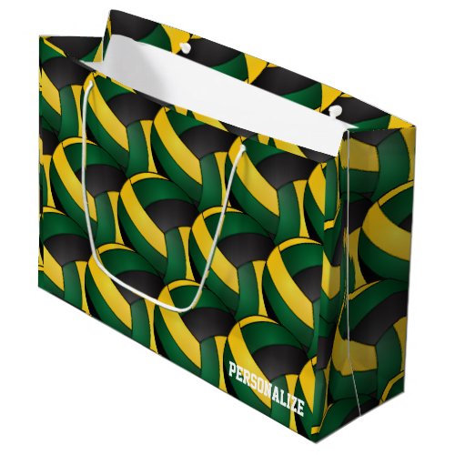 Dark Green Black and Gold Volleyballs Large Gift Bag