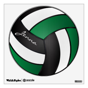 Dark Green, Black and White Personalize Volleyball Wall Decal