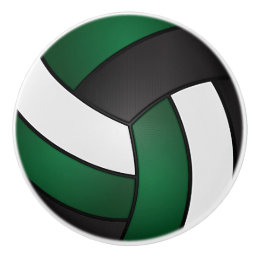 Dark Green, Black and White Volleyball Ceramic Knob