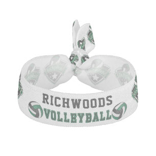 Dark Green, Black and White 🏐 Volleyball Logo Elastic Hair Tie