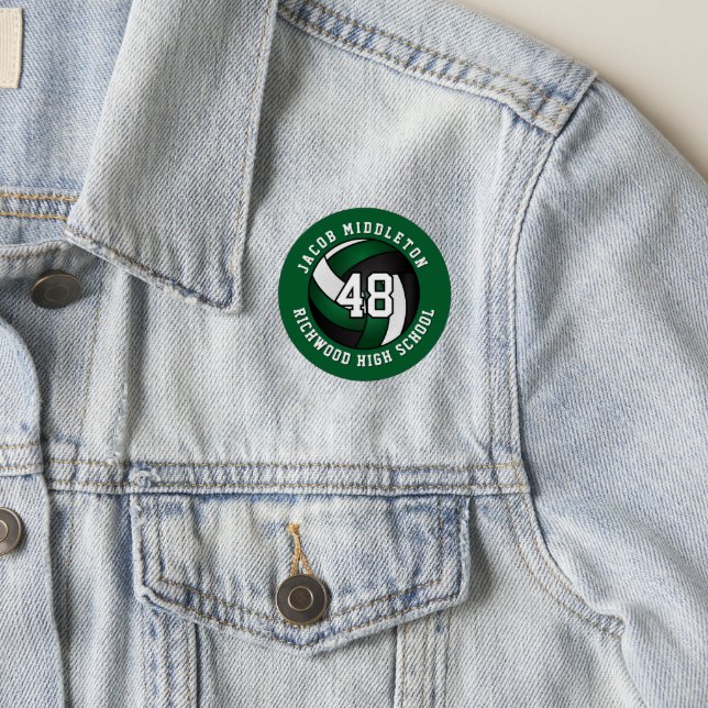 Dark Green, Black and White Volleyball 🏐 Patch (On Jacket)