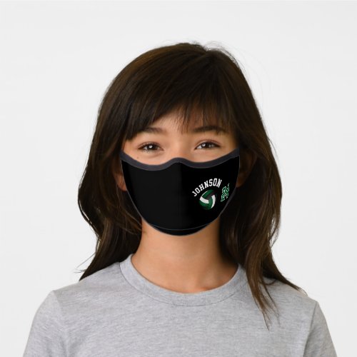 Dark Green Black and White Volleyball Premium Face Mask