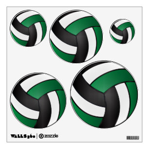 🏐 Dark Green, Black and White Volleyball Wall Decal