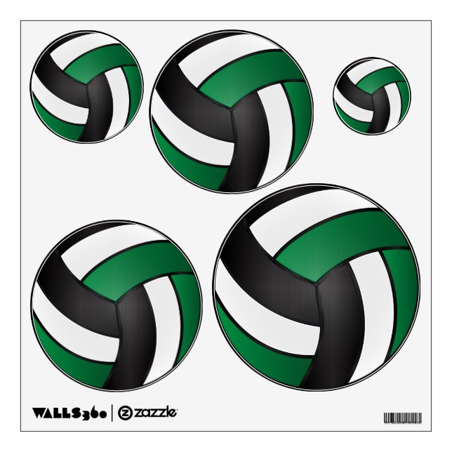 🏐 Dark Green, Black and White Volleyball Wall Decal (Front)