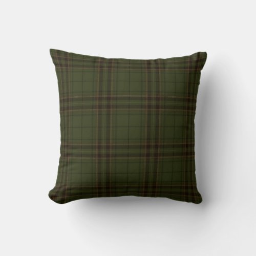 Dark Green Black Brown Scottish Tartan Plaid Throw Pillow