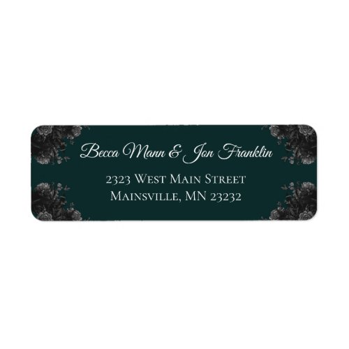 Dark Green Black Grey Roses Gothic Wedding Label