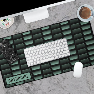 Dark Green Black Industrial Stainless Steel Art Desk Mat