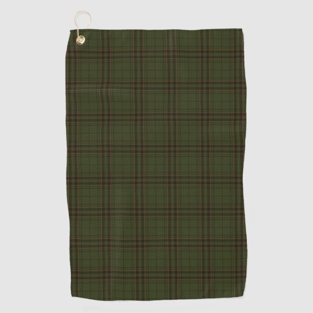 Dark Green Black Tartan Plaid Scottish Pattern  Golf Towel (Front)