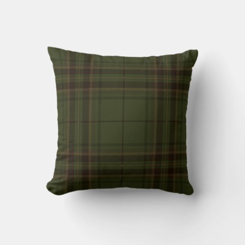 Dark Green Black Tartan Plaid Scottish Pattern Throw Pillow