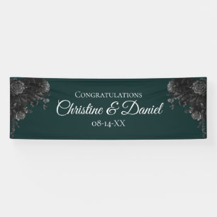 Dark Green Black Wedding Banner