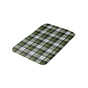 Dark Green Black White Buffalo Lumberjack Pattern Bath Mat