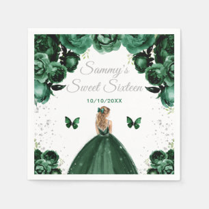 Dark Green Blonde Hair Princess Sweet Sixteen Napkins