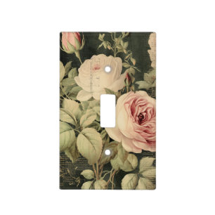 Dark Green Blush Rose Light Switch Cover