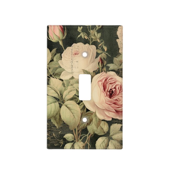 Dark Green Blush Rose  Light Switch Cover (Front)